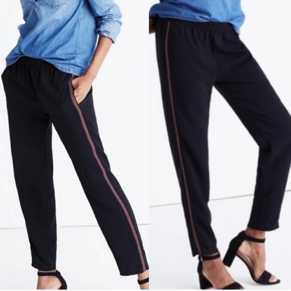 Madewell Embroidered Track Pants Stretchy Elastic Waist